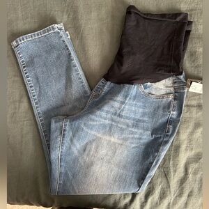 New York & Company High Rise Medium Wash Blue Maternity Jeans